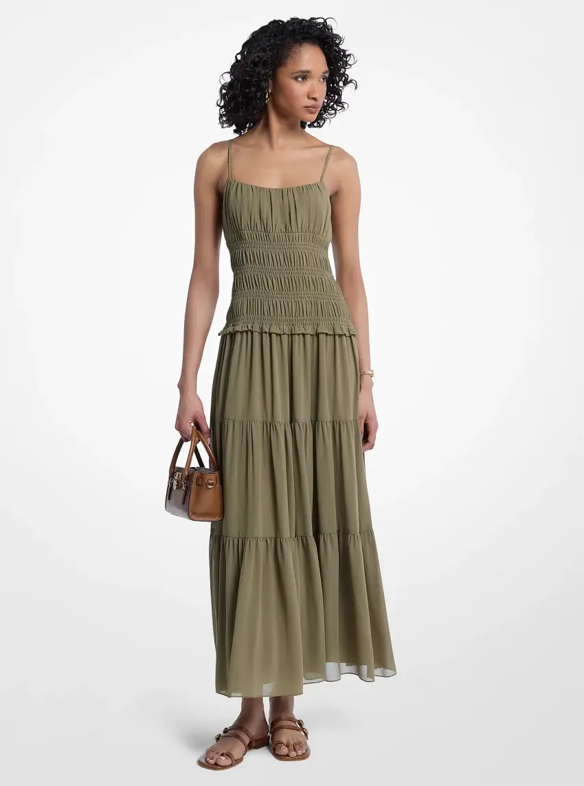 Smocked Georgette Maxi Dress